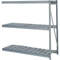 Lyon - 4 Shelf Add-On Ribbed Steel Shelving - 10,000 Lb Capacity, 96" Wide x 96" High x 24" Deep, Dove Gray - Industrial Tool & Supply
