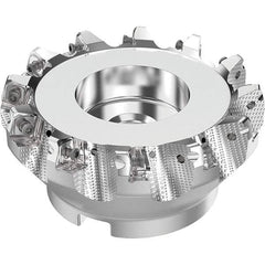 Seco - 5" Cut Diam, 1-1/2" Arbor Hole, 0.315" Max Depth of Cut, 71° Indexable Chamfer & Angle Face Mill - 12 Inserts, SN.. Insert, Right Hand Cut, 12 Flutes, Through Coolant, Series R220.56 - Industrial Tool & Supply
