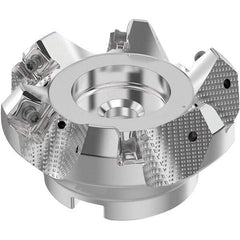 Seco - 80mm Cut Diam, 27mm Arbor Hole, 6mm Max Depth of Cut, 48° Indexable Chamfer & Angle Face Mill - 6 Inserts, SN.. Insert, Right Hand Cut, 6 Flutes, Through Coolant, Series R220.54 - Industrial Tool & Supply