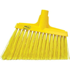 Vikan - 11-1/2" Wide, Yellow Polyester Bristles, Angled Broom - Flagged, Water Resistant - Industrial Tool & Supply