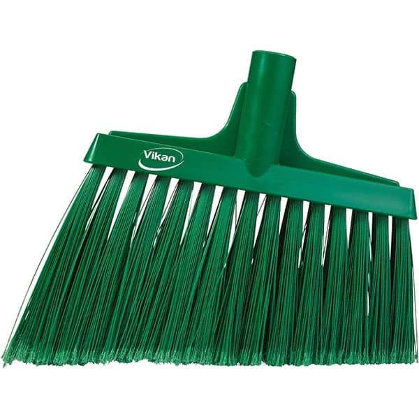 Vikan - 11-1/2" Wide, Green Polyester Bristles, Angled Broom - Flagged, Water Resistant - Industrial Tool & Supply