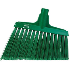 Vikan - 11-1/2" Wide, Green Polyester Bristles, Angled Broom - Flagged, Water Resistant - Industrial Tool & Supply