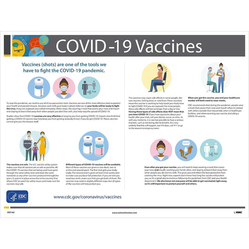 NMC - Training & Safety Awareness Posters; Subject: General Safety & Accident Prevention ; Training Program Title: Protect from COVID-19; COVID-19 Vaccination Awareness ; Message: COVID-19 VACCINES. VACCINES (SHOTS) ARE ONE OF THE TOOLS WE HAVE TO FIGHT - Exact Industrial Supply