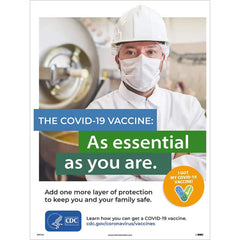 NMC - Training & Safety Awareness Posters; Subject: General Safety & Accident Prevention ; Training Program Title: COVID-19 Vaccination Awareness ; Message: THE COVID-19 VACCINE: AS ESSENTIAL AS YOU ARE. ; Series: Safety & Health ; Language: English ; Ba - Exact Industrial Supply