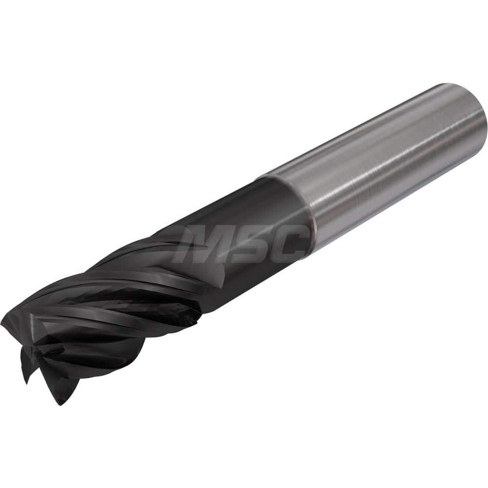 Corner Radius End Mill: 1/2″ Dia, 1-1/4″ LOC, 1/8″ Radius, 5 Flutes, Solid Carbide 3″ OAL, 1/2″ Shank Dia, 38 ° Helix, TiAlCN Coated, Corner Radius End, Centercutting, Series Flash Solid