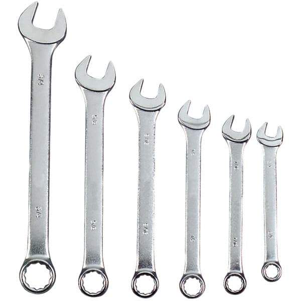 Blackhawk by Proto - 6 Piece, 3/8" to 3/4", 12 Point Combination Wrench - Inch Measurement Standard, Satin Finish, Comes in Vinyl Roll - Industrial Tool & Supply
