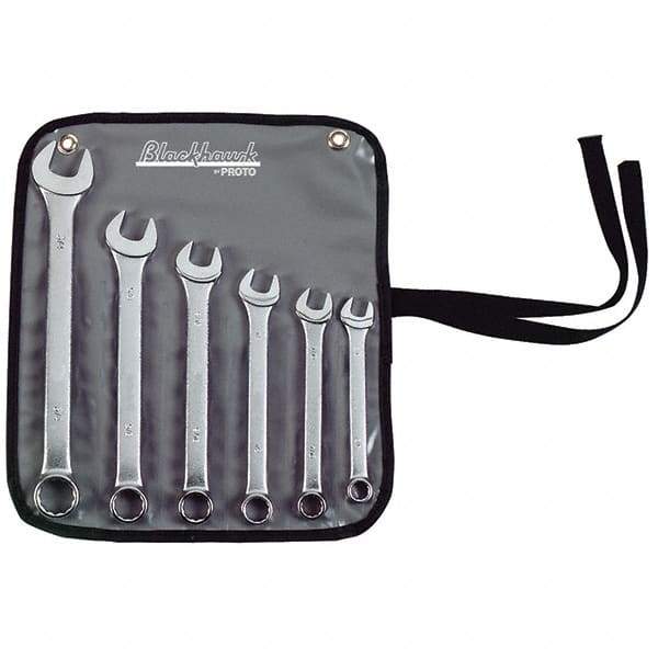 Blackhawk by Proto - 8 Piece, 1/4" to 3/4", 12 Point Combination Wrench - Inch Measurement Standard, Satin Finish, Comes in Plastic Case - Industrial Tool & Supply