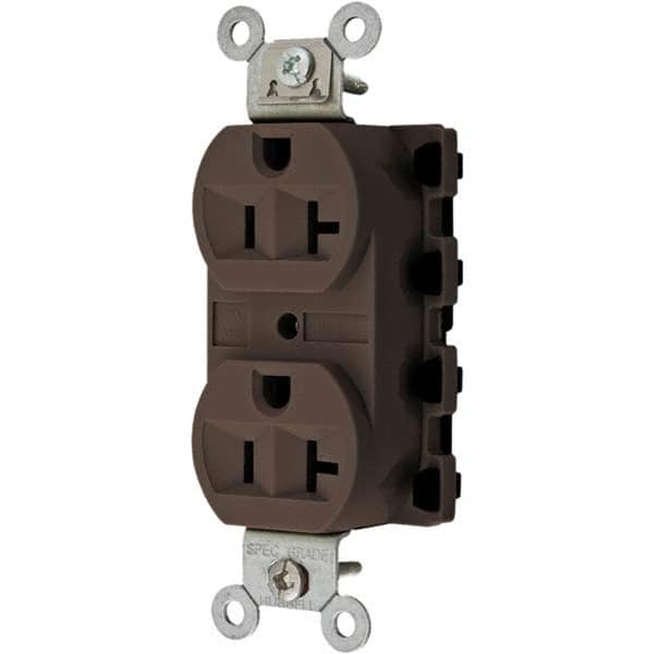 Hubbell Wiring Device-Kellems - 125V 20A NEMA 5-20R Specification Grade Brown Straight Blade Duplex Receptacle - Industrial Tool & Supply