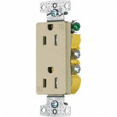 Hubbell Wiring Device-Kellems - 125V 15A NEMA 5-15R Residential Grade Ivory Straight Blade Duplex Receptacle - Industrial Tool & Supply