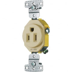 Hubbell Wiring Device-Kellems - 125V 15A NEMA 5-15R Residential Grade Ivory Straight Blade Single Receptacle - Industrial Tool & Supply