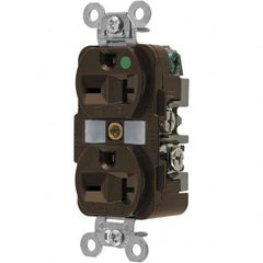 Hubbell Wiring Device-Kellems - 250 VAC 20A NEMA 6-20R Hospital Grade Brown Straight Blade Duplex Receptacle - Industrial Tool & Supply