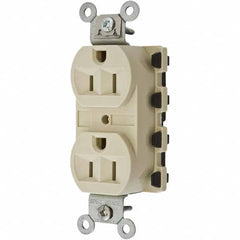 Hubbell Wiring Device-Kellems - 125V 15A NEMA 5-15R Specification Grade Ivory Straight Blade Duplex Receptacle - Industrial Tool & Supply