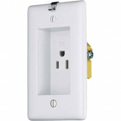 Hubbell Wiring Device-Kellems - 125V 15A NEMA 5-15R Residential Grade White Straight Blade Single Receptacle - Industrial Tool & Supply