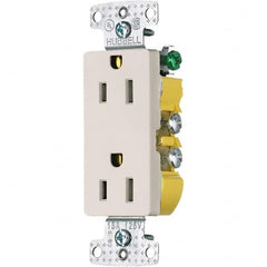 Hubbell Wiring Device-Kellems - 125V 15A NEMA 5-15R Residential Grade Light Almond Straight Blade Duplex Receptacle - Industrial Tool & Supply