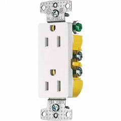 Hubbell Wiring Device-Kellems - 125V 15A NEMA 5-15R Residential Grade White Straight Blade Duplex Receptacle - Industrial Tool & Supply