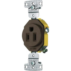 Hubbell Wiring Device-Kellems - 125V 15A NEMA 5-15R Residential Grade Brown Straight Blade Single Receptacle - Industrial Tool & Supply