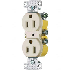 Hubbell Wiring Device-Kellems - 125V 15A NEMA 5-15R Residential Grade Light Almond Straight Blade Duplex Receptacle - Exact Industrial Supply