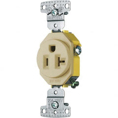 Hubbell Wiring Device-Kellems - 125V 20A NEMA 5-20R Residential Grade Ivory Straight Blade Single Receptacle - Industrial Tool & Supply