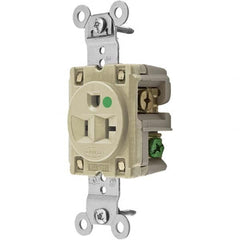 Hubbell Wiring Device-Kellems - 125V 20A NEMA 5-20R Hospital Grade Ivory Straight Blade Single Receptacle - Industrial Tool & Supply