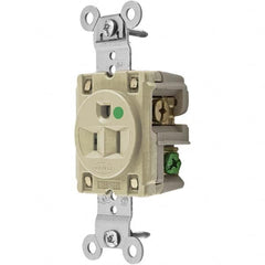 Hubbell Wiring Device-Kellems - 125V 15A NEMA 5-15R Hospital Grade Ivory Straight Blade Single Receptacle - Industrial Tool & Supply