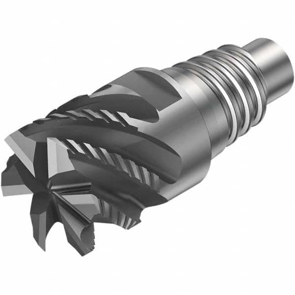 Square End Mill Heads; Mill Diameter (mm): 20.00; Mill Diameter (Decimal Inch): 0.7874; Number of Flutes: 6; Length of Cut (mm): 11.00; Connection Type: E20; Overall Length (mm): 11.00; Material: Solid Carbide; Finish/Coating: AlTiN; Cutting Direction: Ri