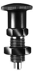 KIPP - 1/2-13, 17mm Thread Length, 6mm Plunger Diam, Lockout Knob Handle Indexing Plunger - Plunger Style A, 20mm Body Length, 56mm OAL, Steel - Industrial Tool & Supply
