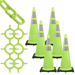 Barrier Rope & Chain; Type: Traffic Cone with Reflective Collar & Chain Kit; Material: Plastic; Color: Safety Green; Rope/Chain Material: Plastic; Hook Fitting Material: None; Snap End Material: None; Color: Safety Green; Length (Feet): 50.00; 50.000; Ove