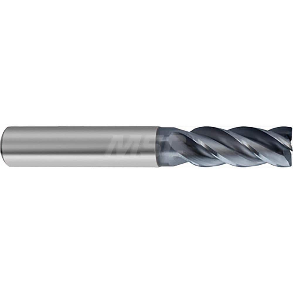Square End Mill: 1/8'' Dia, 3/8'' LOC, 3/16'' Shank Dia, 2'' OAL, 4 Flutes, Solid Carbide Single End, AlCrN Finish, Helical Flute, Variable Helix, Centercutting, RH Cut, RH Flute, Series 6484