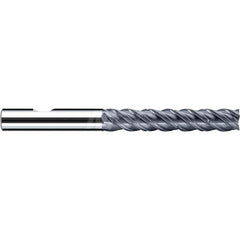 Square End Mill: 3/16'' Dia, 1'' LOC, 1/4'' Shank Dia, 3'' OAL, 4 Flutes, Solid Carbide Single End, Polychrom Finish, Spiral Flute, 45 ™ Variable Helix, Centercutting, RH Cut, RH Flute, Series E-Cut