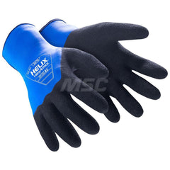 Cut & Puncture-Resistant Gloves: Size XL, ANSI Cut A2, ANSI Puncture 0, Rubber & Latex, HPPE Blend Black & Blue, Full Coated, HPPE Blend Lined, HPPE Blend & Latex Back, Textured Grip