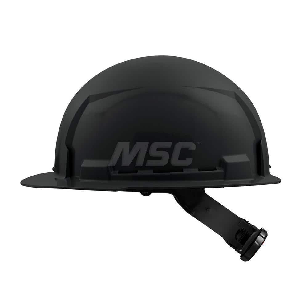 Hard Hat: Construction, Front Brim, Class E, 4-Point Suspension Black, HDPE