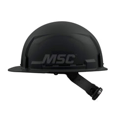 Hard Hat: Construction, Front Brim, Class E, 4-Point Suspension Black, HDPE