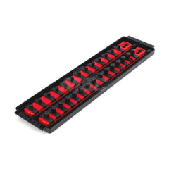 1/4, 3/8 Inch Drive Socket Rails & 13 Inch Tray (Red)