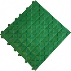 Ergo Advantage - 18" Long x 18" Wide x 1" Thick, Anti-Fatigue Modular Matting Anti-Fatigue Flooring - 2 Interlocking Sides, Green, For Dry Areas - Industrial Tool & Supply
