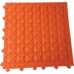 Ergo Advantage - 18" Long x 18" Wide x 1" Thick, Anti-Fatigue Modular Matting Anti-Fatigue Flooring - 2 Interlocking Sides, Orange, For Dry Areas - Industrial Tool & Supply