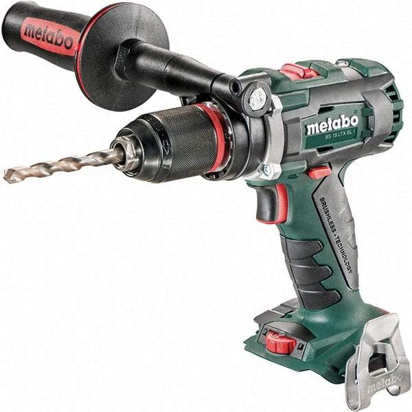 Metabo - 18 Volt 1/2" Chuck Pistol Grip Handle Cordless Drill - 500/1850 RPM, Keyless Chuck, Reversible, Lithium-Ion Batteries Not Included - Industrial Tool & Supply
