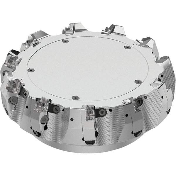 Seco - 200mm Cut Diam, 60mm Arbor Hole, 8mm Max Depth of Cut, 71° Indexable Chamfer & Angle Face Mill - 11 Inserts, SN.. Insert, Right Hand Cut, 11 Flutes, Through Coolant, Series R220.56 - Industrial Tool & Supply