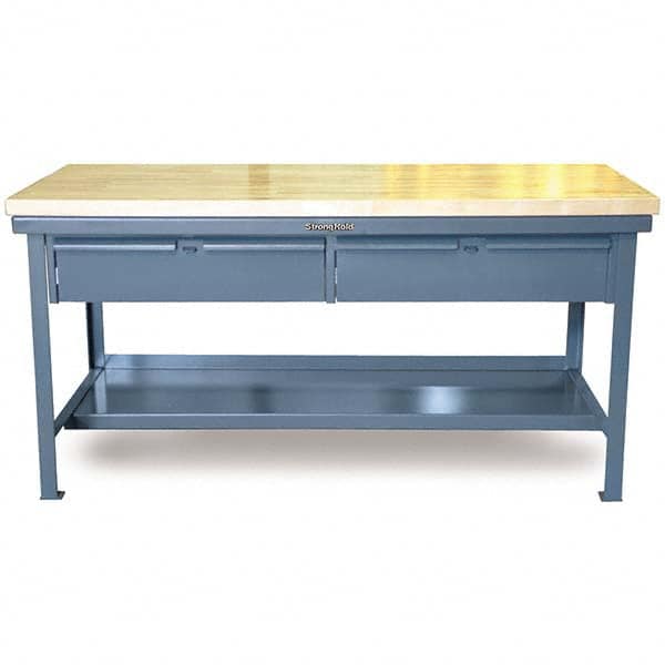Strong Hold - Stationary Work Benches, Tables Type: Work Table with Drawer Top Material: 7 Gauge Steel - Industrial Tool & Supply