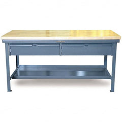 Strong Hold - Stationary Work Benches, Tables Type: Work Table with Drawer Top Material: 7 Gauge Steel - Industrial Tool & Supply