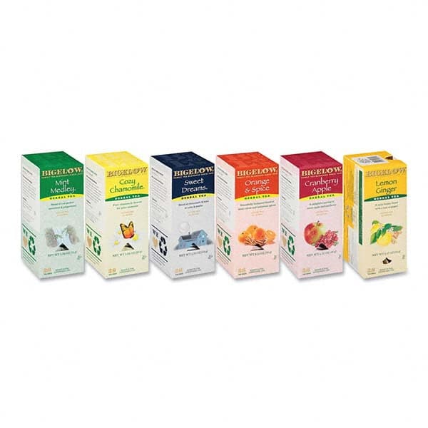 Bigelow - Coffee, Tea & Accessories Breakroom Accessory Type: Tea Bags Breakroom Accessory Description: Assorted Tea Packs, Six Flavors, 28/Box, 168/Carton - Industrial Tool & Supply