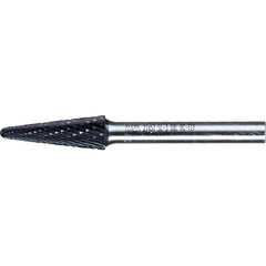 PFERD - SL-3, 3/8" Cut Diam, 1/4" Shank Diam, Carbide Double Cut Taper with Radius End Burr - Exact Industrial Supply