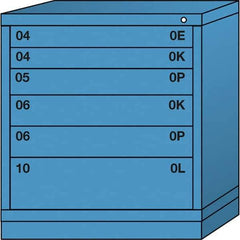 Lyon - 6 Drawer, Standard Bench Height - Multiple Drawer Access Cabinet - Steel, 30" Wide x 28-1/4" Deep x 33-1/4" High, Wedgewood Blue - Industrial Tool & Supply