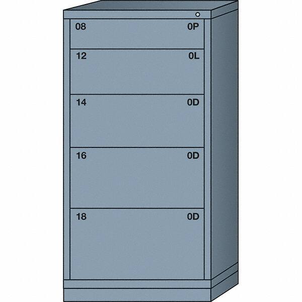 Lyon - 5 Drawer, Standard Eye-Level - Single Drawer Access Cabinet - Steel, 30" Wide x 28-1/4" Deep x 59-1/4" High, Dove Gray - Industrial Tool & Supply