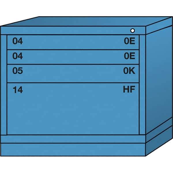 Lyon - 4 Drawer, Standard Desk Height - Multiple Drawer Access Cabinet - Steel, 30" Wide x 28-1/4" Deep x 26-7/8" High, Wedgewood Blue - Industrial Tool & Supply