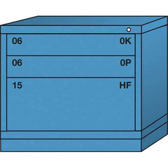 Lyon - 3 Drawer, Standard Desk Height - Multiple Drawer Access Cabinet - Steel, 30" Wide x 28-1/4" Deep x 26-7/8" High, Wedgewood Blue - Industrial Tool & Supply