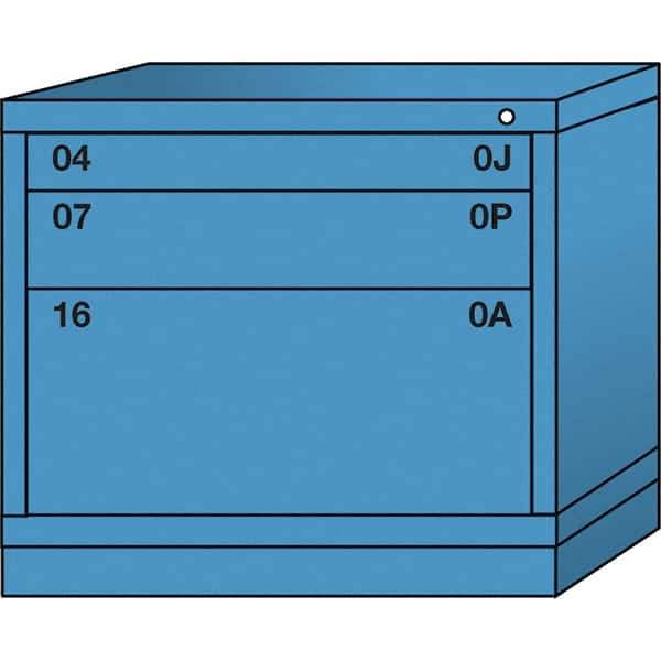 Lyon - 3 Drawer, Standard Desk Height - Multiple Drawer Access Cabinet - Steel, 30" Wide x 28-1/4" Deep x 26-7/8" High, Wedgewood Blue - Industrial Tool & Supply