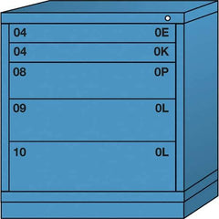 Lyon - 5 Drawer, Standard Bench Height - Multiple Drawer Access Cabinet - Steel, 30" Wide x 28-1/4" Deep x 33-1/4" High, Wedgewood Blue - Industrial Tool & Supply
