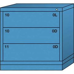 Lyon - 3 Drawer, Standard Table Height - Single Drawer Access Cabinet - Steel, 30" Wide x 28-1/4" Deep x 30-1/8" High, Wedgewood Blue - Industrial Tool & Supply