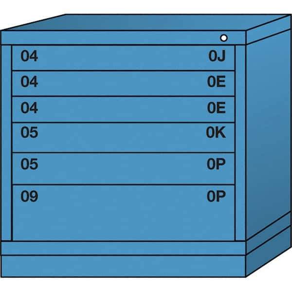 Lyon - 6 Drawer, Standard Table Height - Multiple Drawer Access Cabinet - Steel, 30" Wide x 28-1/4" Deep x 30-1/8" High, Wedgewood Blue - Industrial Tool & Supply