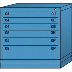 Lyon - 6 Drawer, Standard Table Height - Multiple Drawer Access Cabinet - Steel, 30" Wide x 28-1/4" Deep x 30-1/8" High, Wedgewood Blue - Industrial Tool & Supply